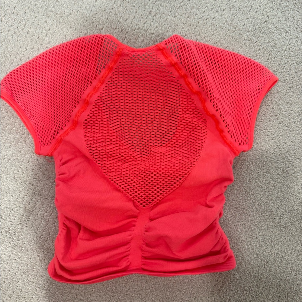 Red Ruched Flutter Sleeve Blouse - Picture 2 of 3
